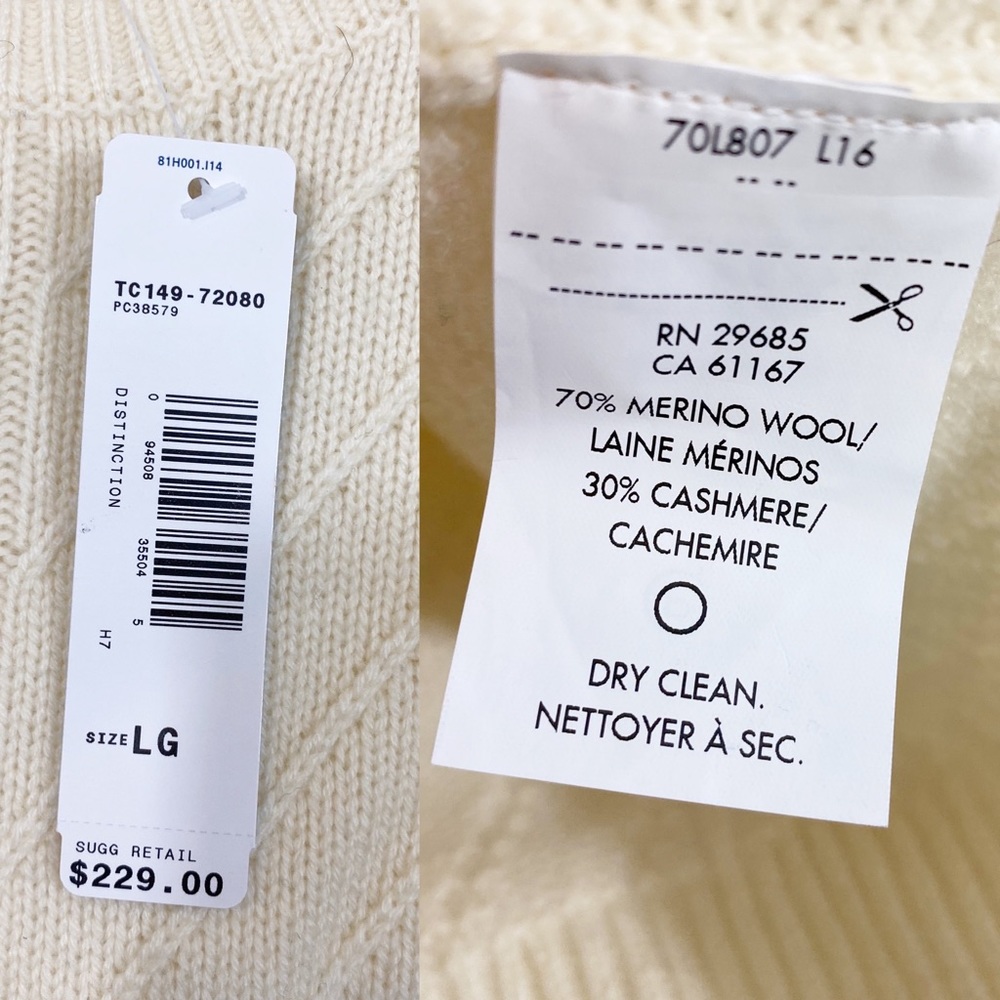 NWT Pendleton Ivory Merino Wool Knit Sweater Top - Picture 8 of 8